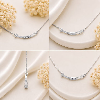 Radiant Arc Bar Rhodium Plated  Necklace