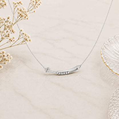 Radiant Arc Bar Rhodium Plated  Necklace