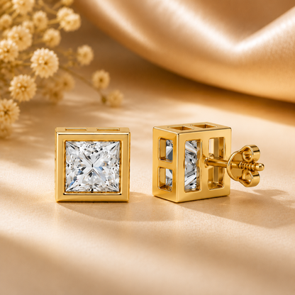 Square CZ Stone stud Earrings