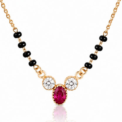 Ruby Dewdrop Three-Stone Mangalsutra.