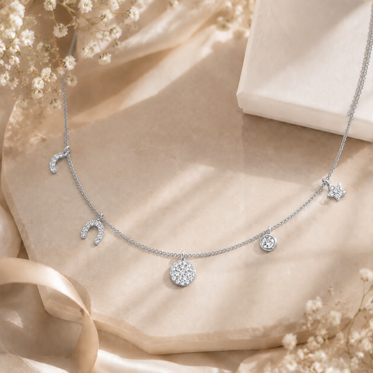 Celestial Wishes Charm Rhodium Plated 925 Sterling Silver Necklace