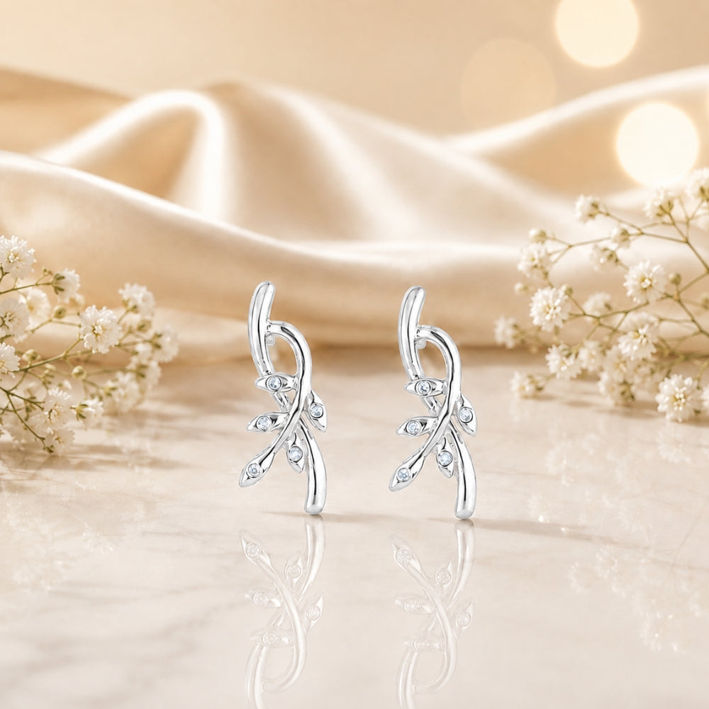 Silver Leaf Glow Earrings