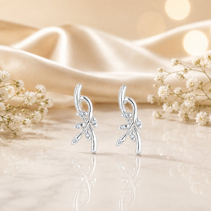 Silver Leaf Glow Earrings