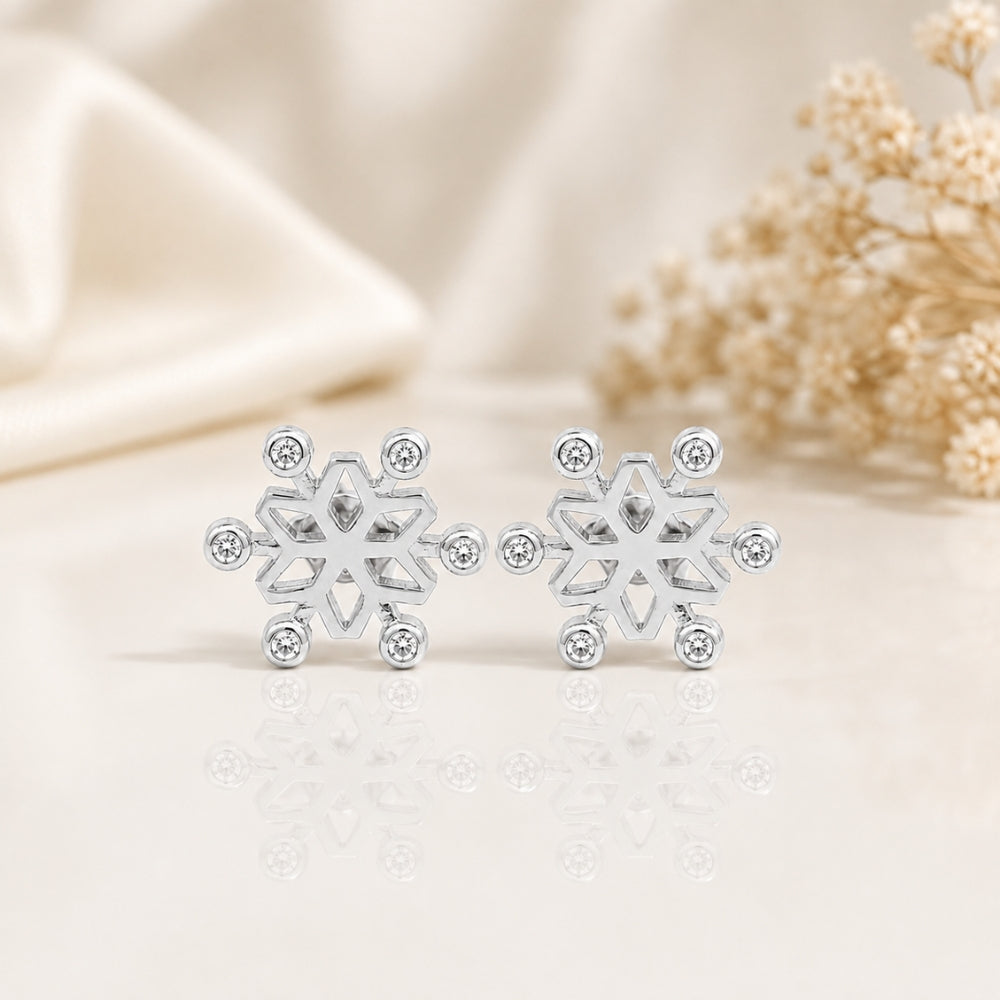 Silver Crystal Snowflake Stud