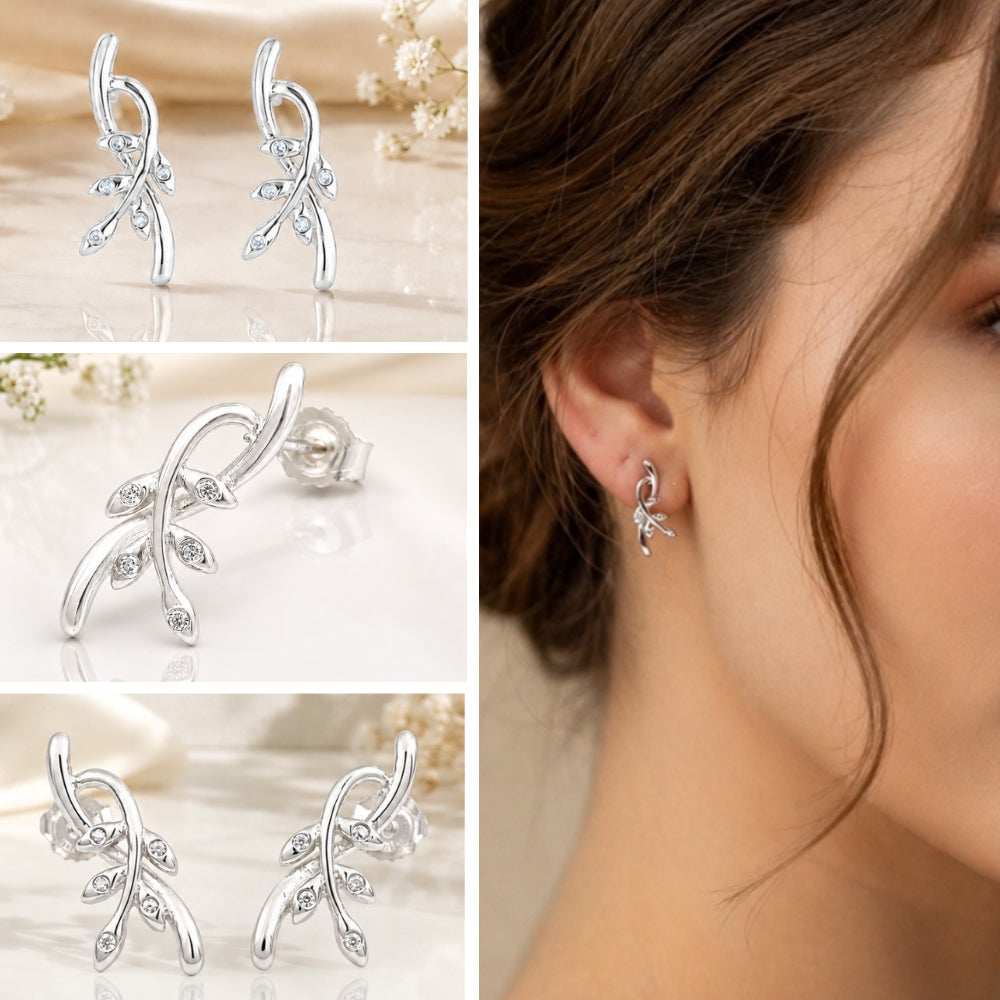 Silver Leaf Glow Earrings