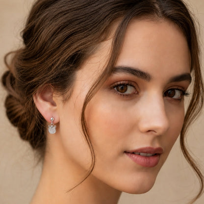 Silver Crystal Bow Drop Earrings