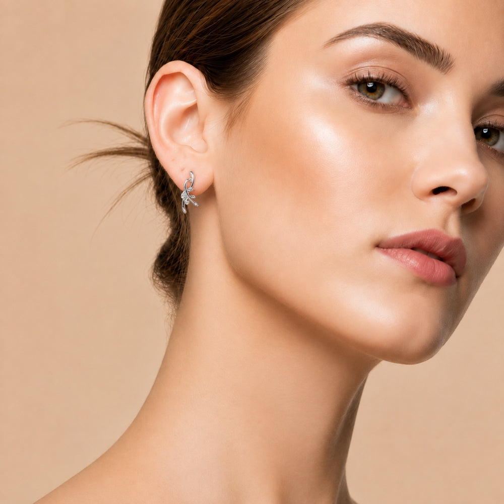 Silver Leaf Glow Earrings