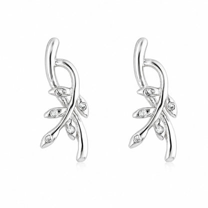 Silver Leaf Glow Earrings