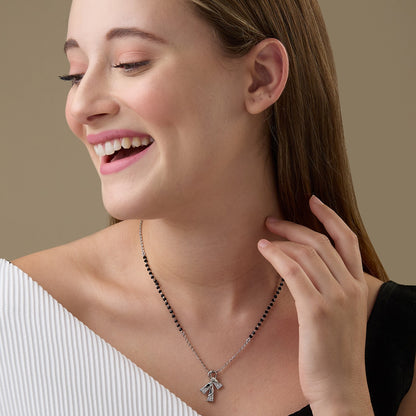 MAIRA Stylish Black Mani 925 Sterling Silver 18 inch Mangalsutra Jewellery for Women