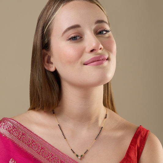 Maira Sterling Silver Emerald Heart Mangalsutra