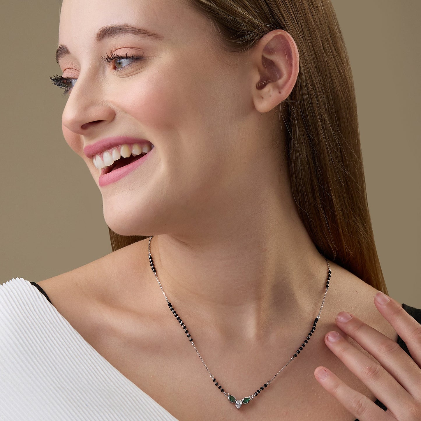 Maira Sterling Silver Verdant Drop Mangalsutra