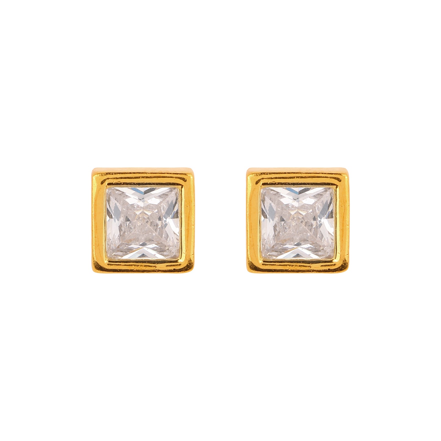 Maira Sterling Silver Classic Bezel Solitaire Earrings