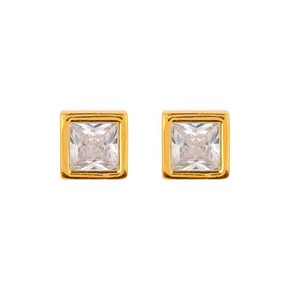 Maira Sterling Silver Classic Bezel Solitaire Earrings