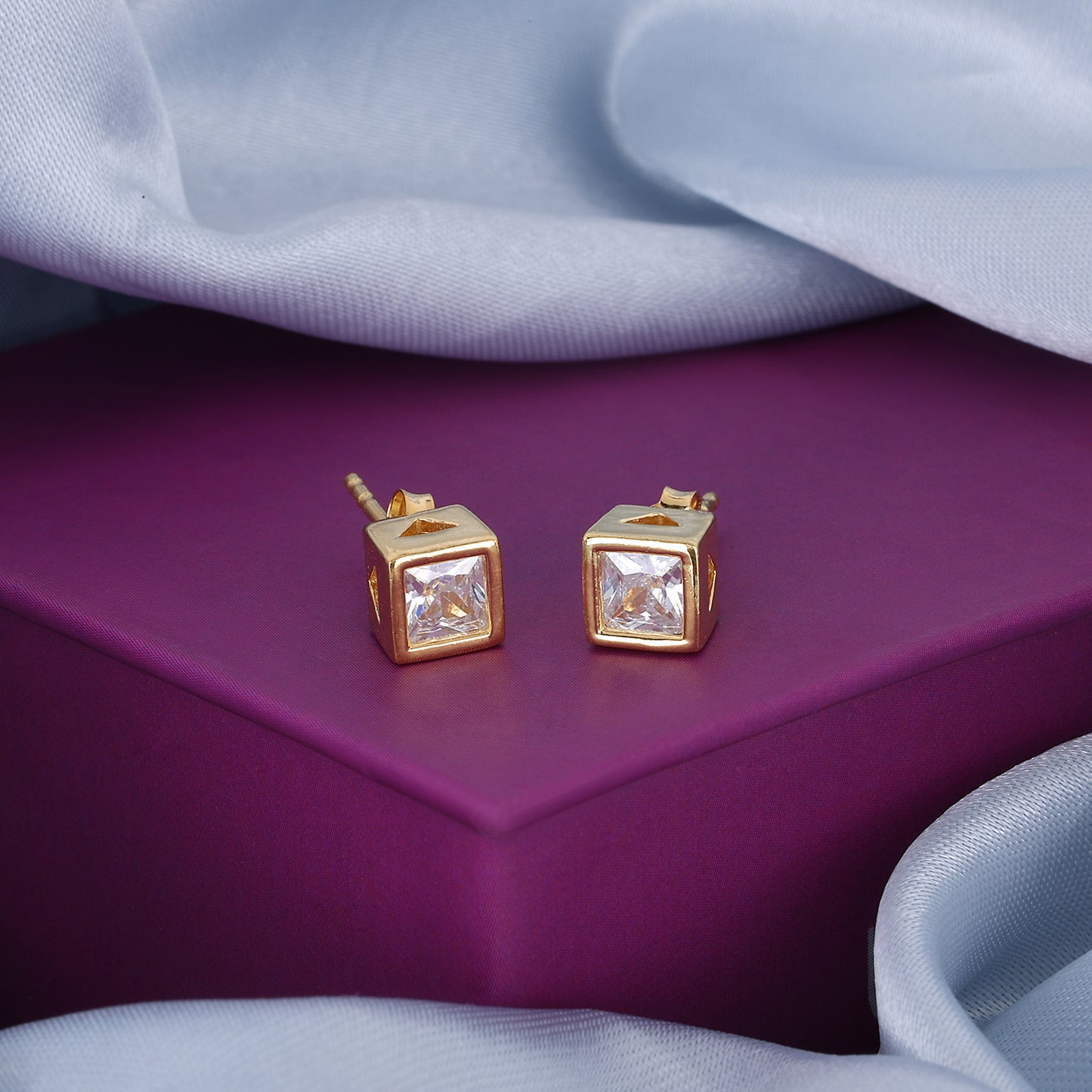 Maira Sterling Silver Classic Bezel Solitaire Earrings