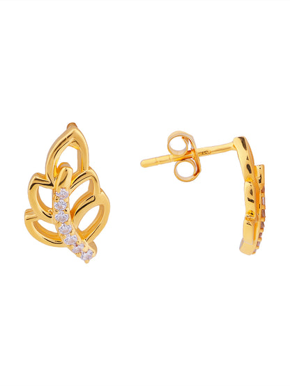 Maira Sterling Silver Aura Leaf Stud Earrings