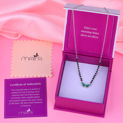 Maira Sterling Silver Emerald Wing Mangalsutra