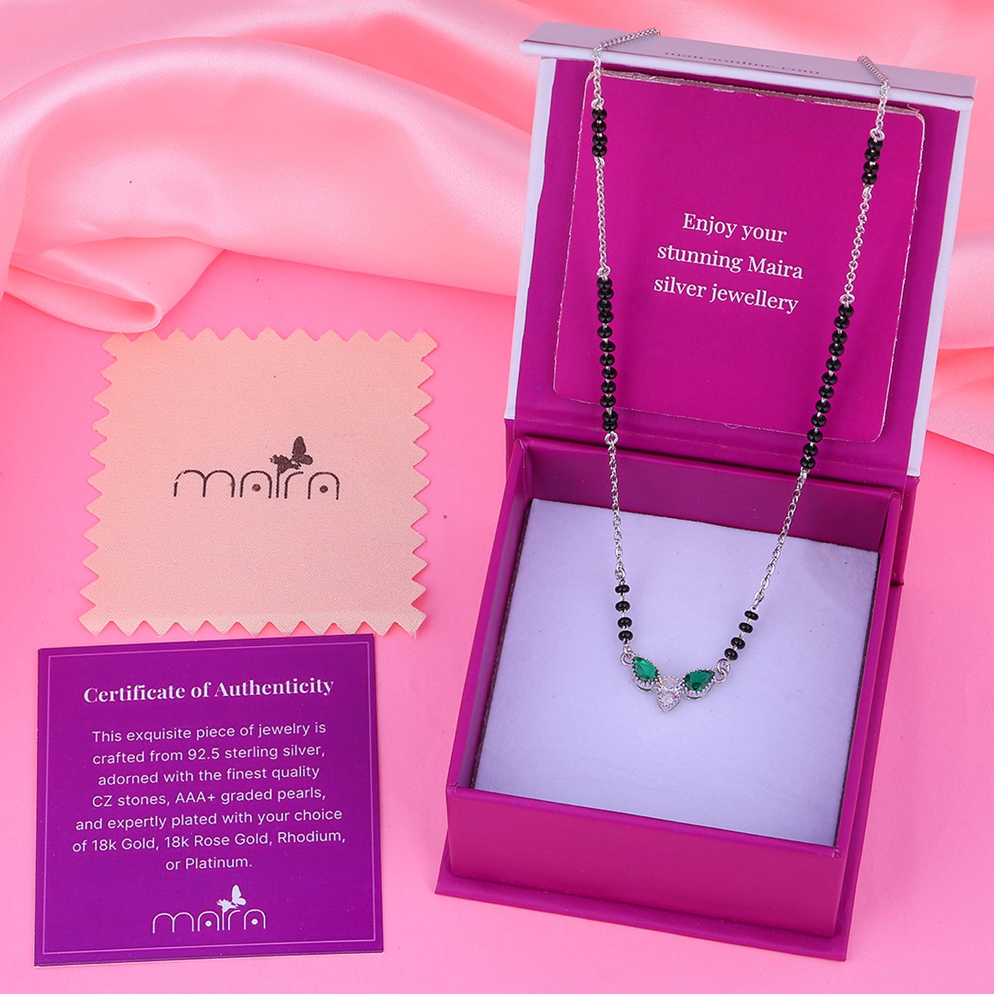 Maira Sterling Silver Verdant Drop Mangalsutra