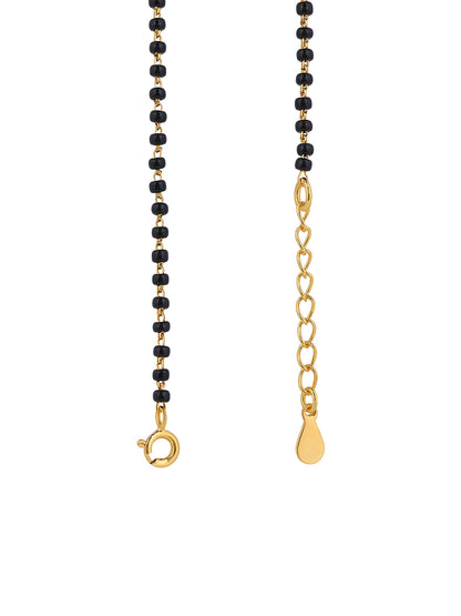MAIRA 925 Sterling Silver Traditional Mangalsutra Necklace with CZ Diamond Floral Pendant, Black Beads Chain 18K Micron Gold Plated | Hypoallergenic | Pure Silver Gift For Wife