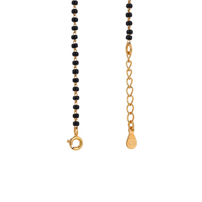 MAIRA 1gm Micron 18K Micron Gold Plated Peacock Design 18Inch Black Beads Kala Mani Mangalsutra For Women | Hypoallergenic | Tanmaniya | Chandi Necklace Jewellery | Pure Silver Gift for Wife