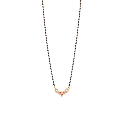 MAIRA 925 Sterling Silver Mangalsutra Necklace with Red Flower Design Pendant and Black Beaded Chain For Women | Hypoallergenic | Anti - Tarnish | Gift For Wife