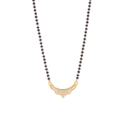 MAIRA 925 Sterling Silver 18K Micron Gold-Plated CZ studded Black Beads Mangalsutra For Women | Hypoallergenic | Pure Silver Gift For Wife