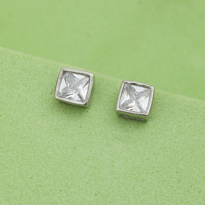 MAIRA Single Stone Square  Stud 925 Sterling Silver Earrings Set Gifts for Girls