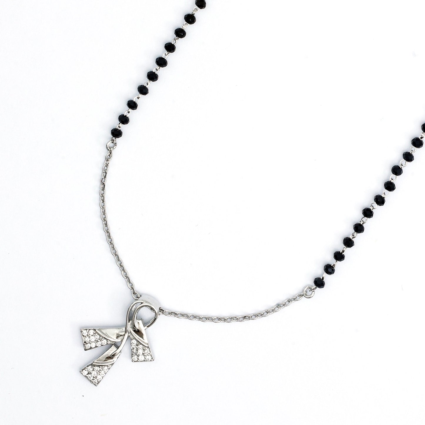 MAIRA Stylish Black Mani 925 Sterling Silver 18 inch Mangalsutra Jewellery for Women