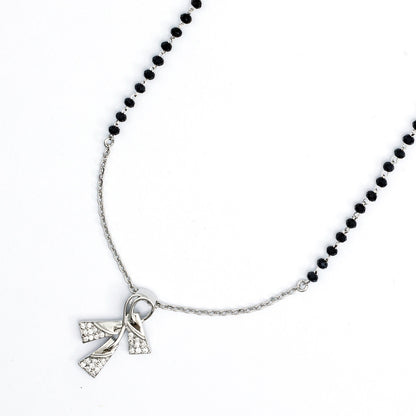 MAIRA Stylish Black Mani 925 Sterling Silver 18 inch Mangalsutra Jewellery for Women
