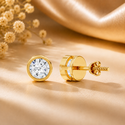 Golden Radiance Round Crystal Stud