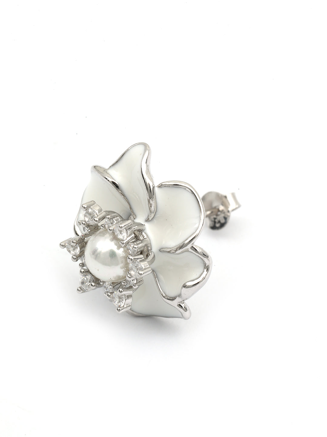 Maira Sterling Silver White Floral Earrings