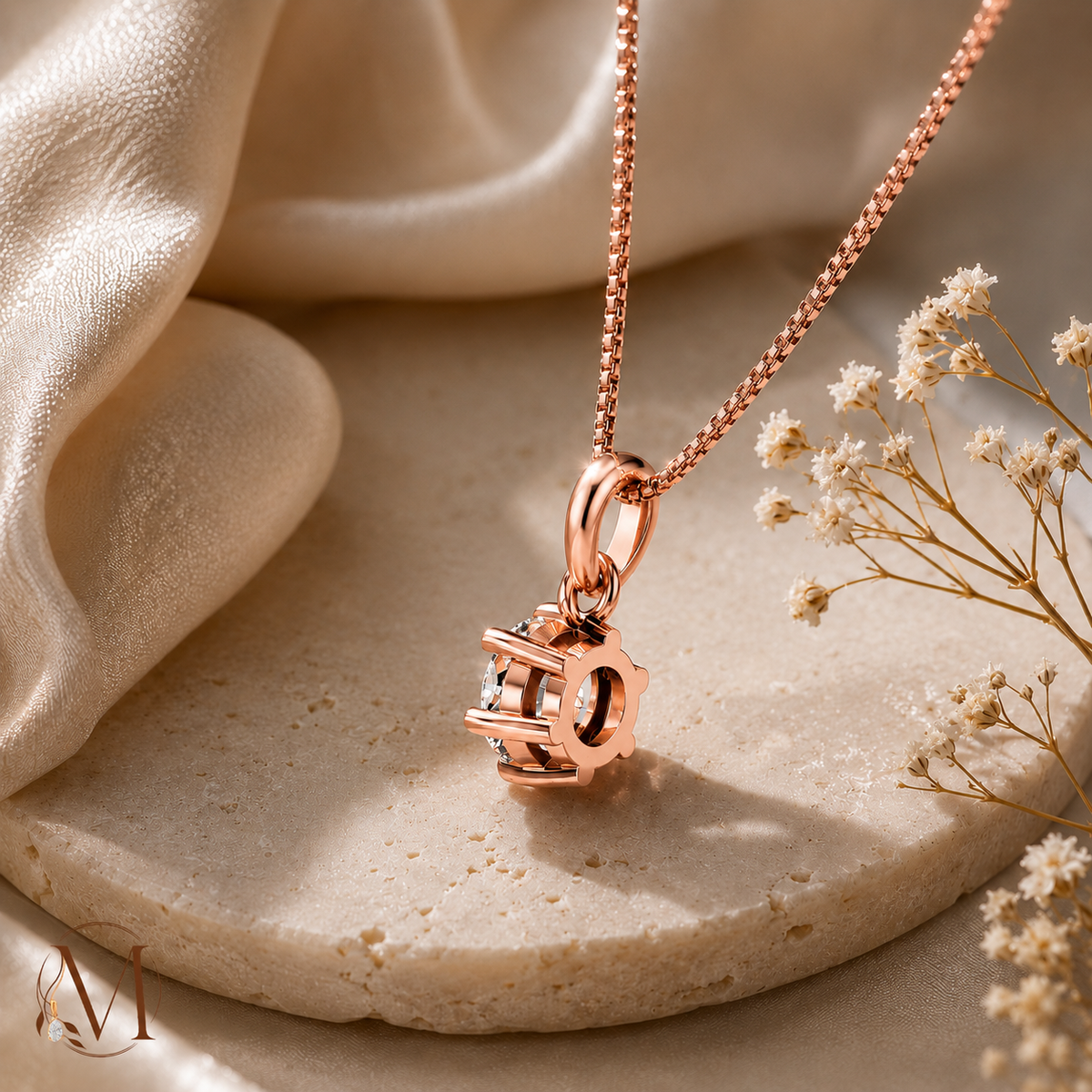 Starlight Solitaire Rose gold plated Pendant Necklace