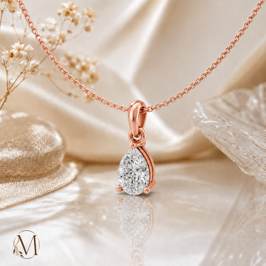 Raindrop Solitaire Rose Gold Plated Pendant Necklace