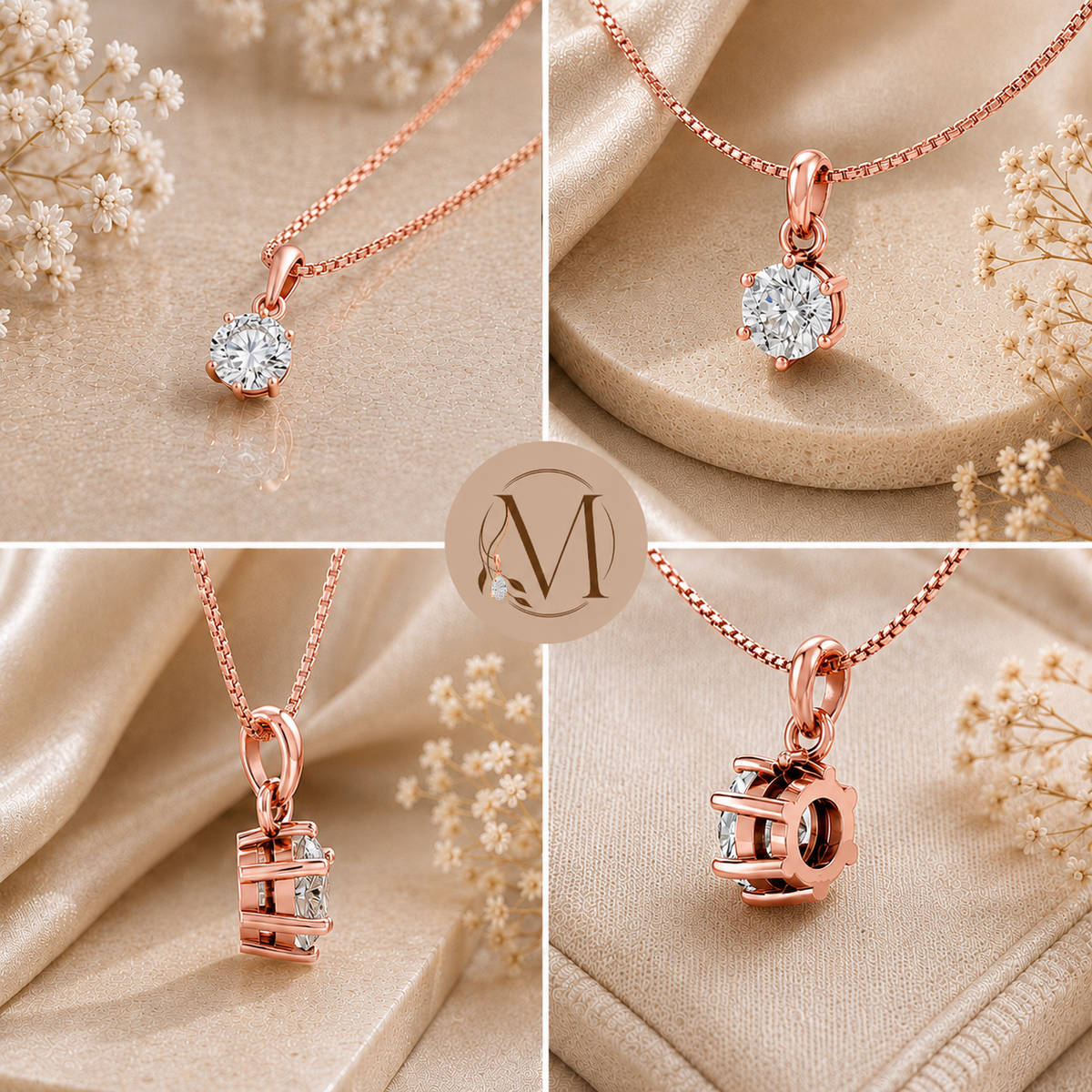 Starlight Solitaire Rose gold plated Pendant Necklace