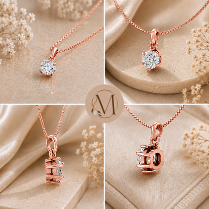 Starlight Solitaire Rose gold plated Pendant Necklace