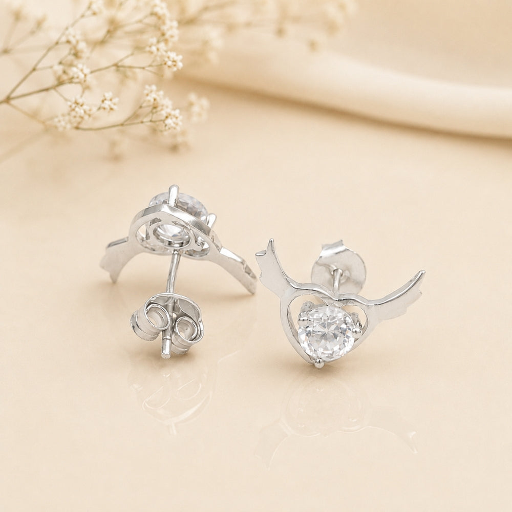 Silver Crystal Heart Sparkle Earrings