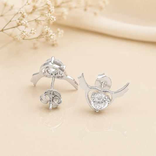 Silver Crystal Heart Sparkle Earrings