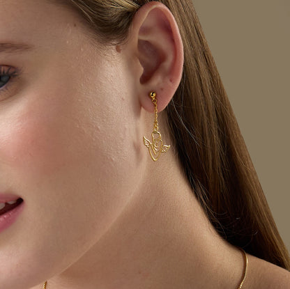 MAIRA Mother Child Fairy 18 K Gold Plated 925 Sterling Silver Earrings Set for Women