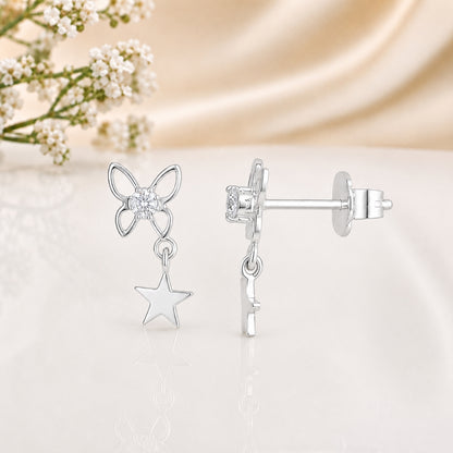 Sparkling Crystal Butterfly Star Drop charms Earing