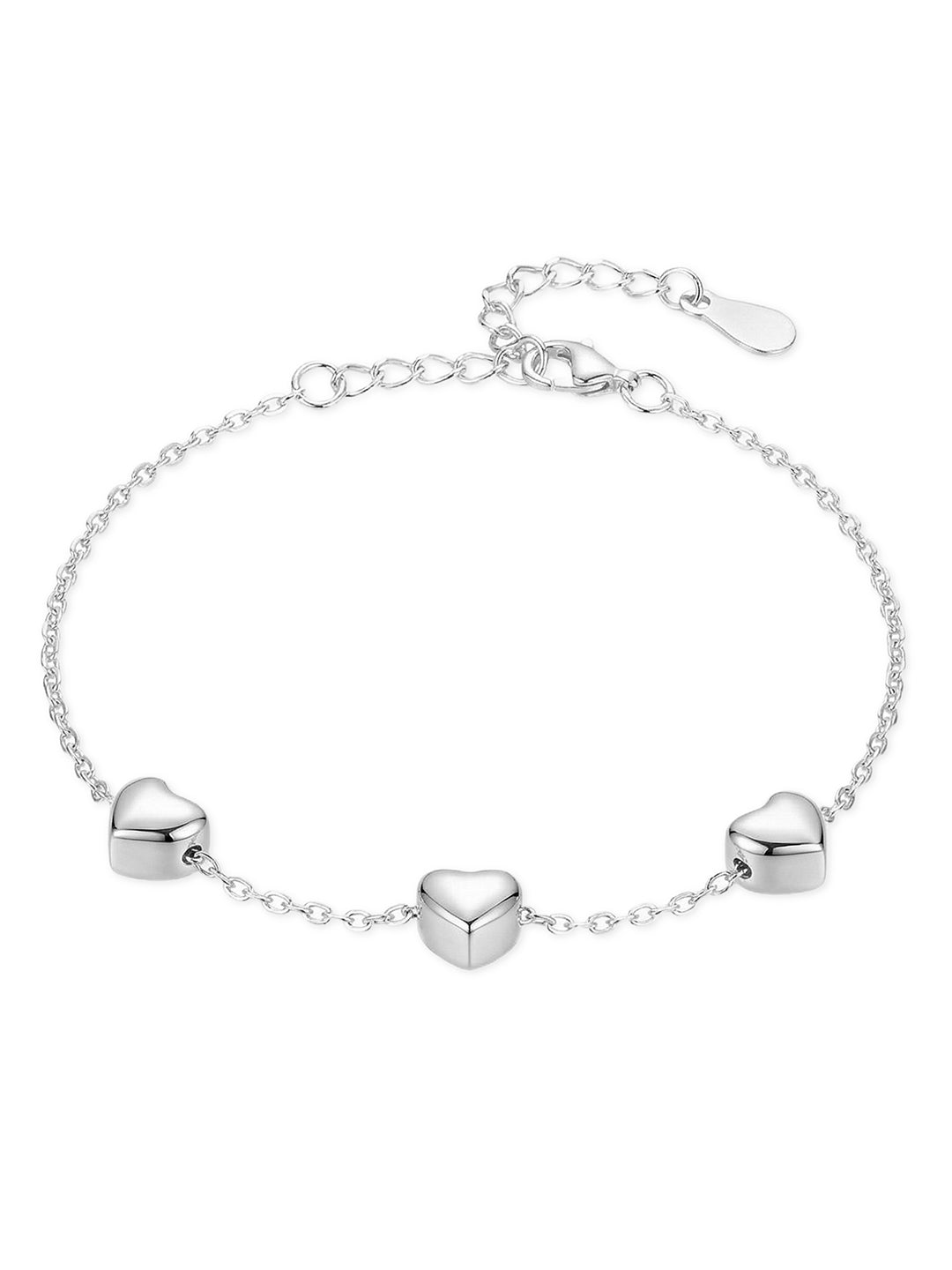 Maira Sterling Silver Tri Heart Link Bracelet