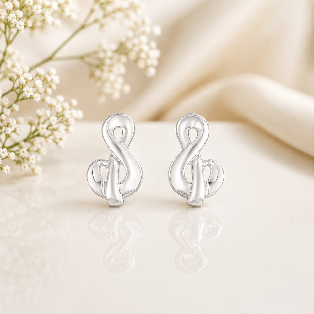 Silver Music Melody Symbol Stud
