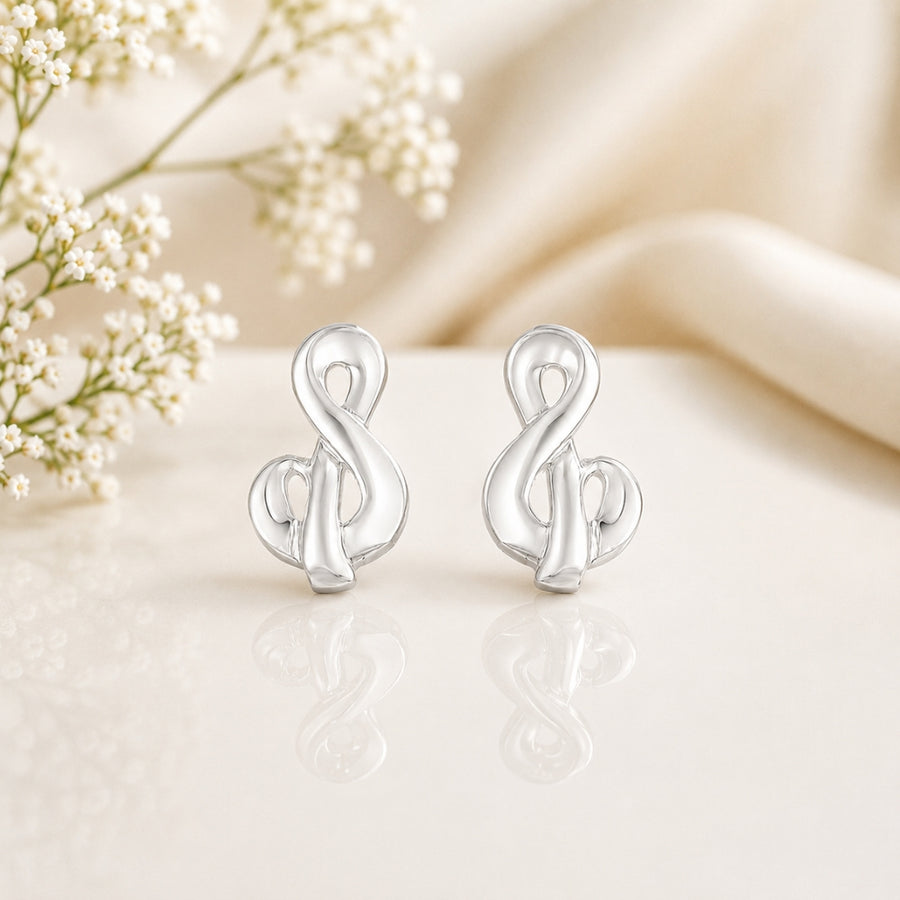 Silver Music Melody Symbol Stud