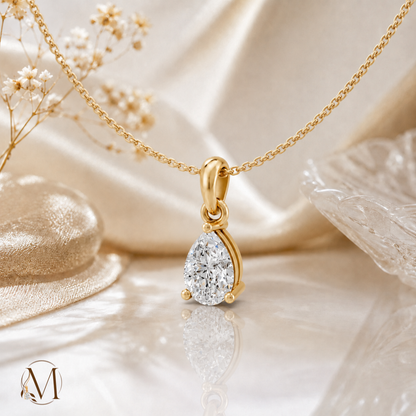 Raindrop Solitaire Gold Plated Pendant Necklace
