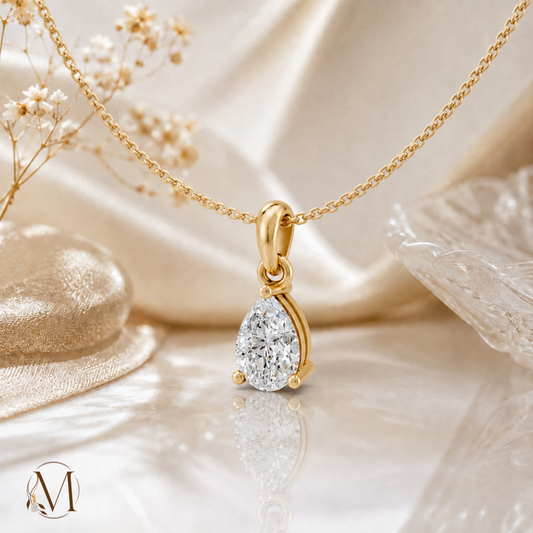 Raindrop Solitaire Gold Plated Pendant Necklace