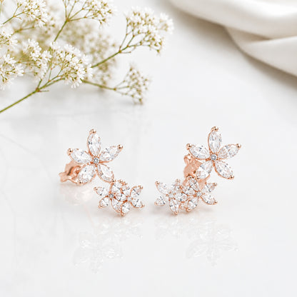 Three Flower Stone Ear Cuff