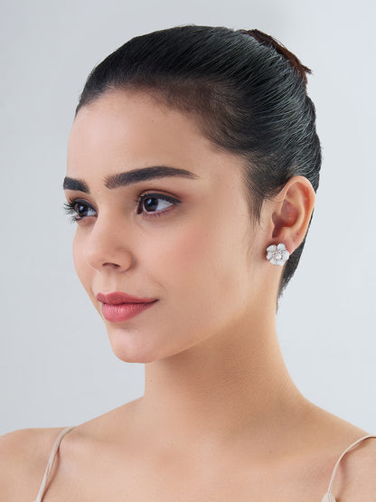 Maira Sterling Silver White Floral Earrings