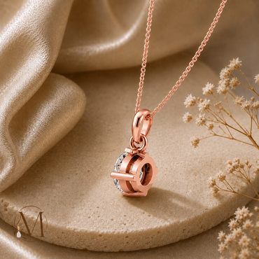 Starlight Solitaire Rose Gold plated Pendant 925 Sterling Silver Necklace