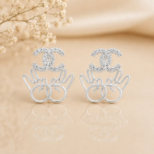 Silver Vibe Sparkle Studs