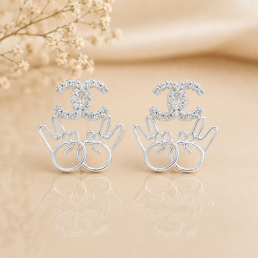 Silver Vibe Sparkle Studs