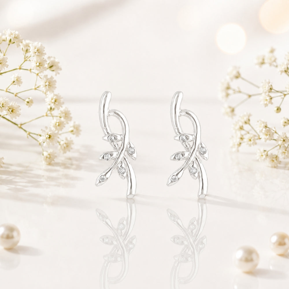Silver Leaf Glow Earrings