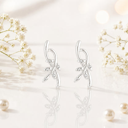 Silver Leaf Glow Earrings